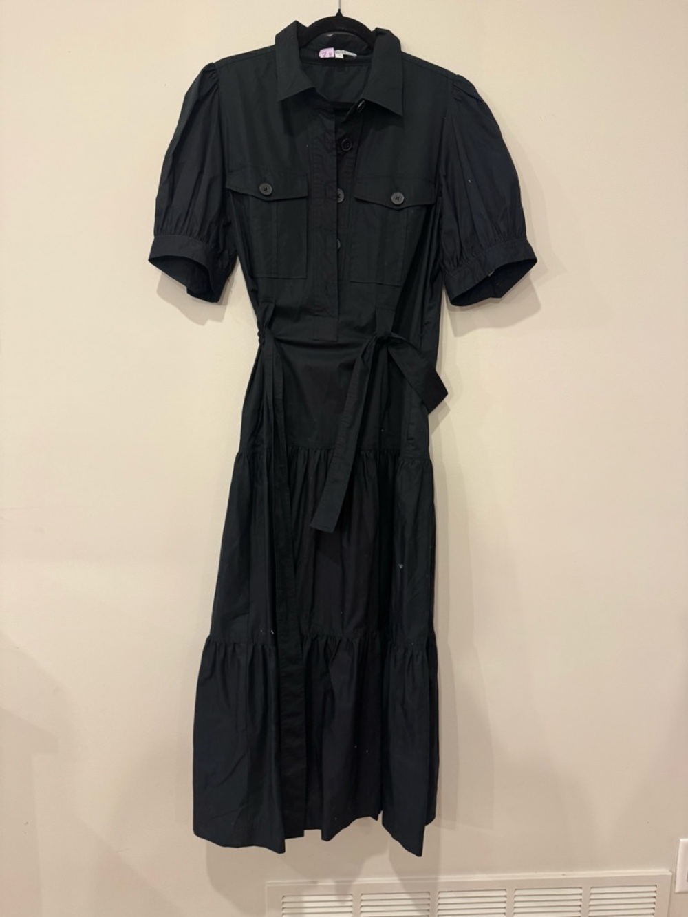 Derek Lam Black Button-Front Maxi Shirt Dress